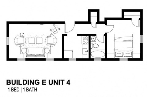 Floor plan for 1 bed, 1 bath, 476 sqft